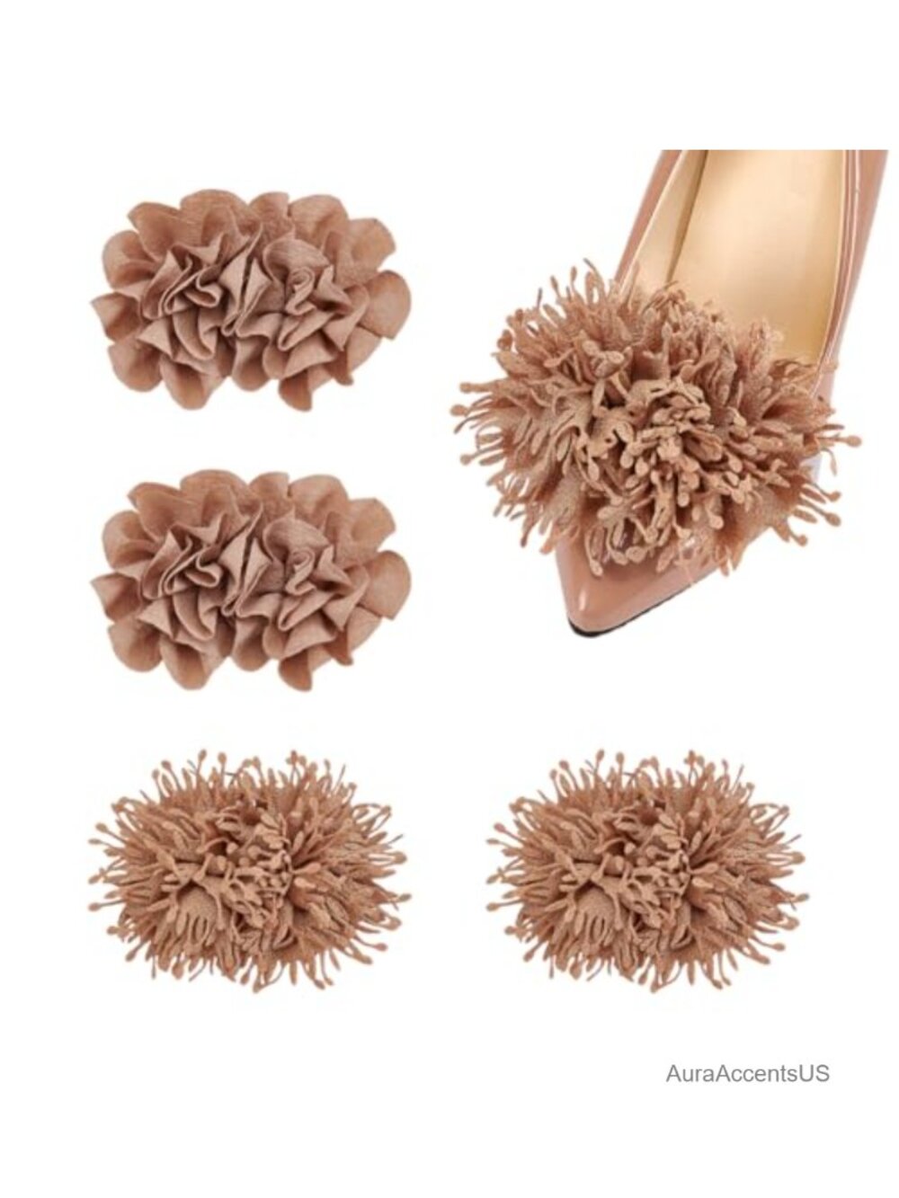 3D Flower Shoe Clips Detachable Polyester Shoe Embellishments for Heels DIY